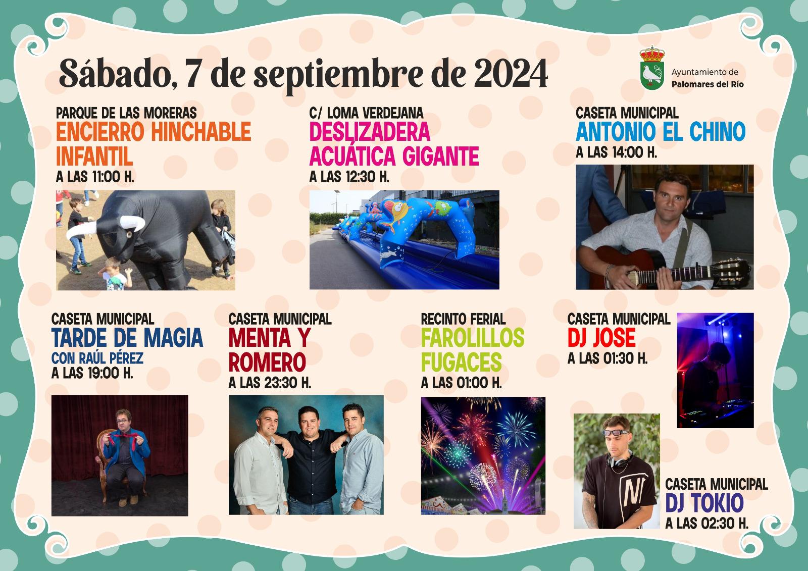 Programación de Espectáculos para el Sábado 7 de Septiembre en la FeriaDePalomares2024