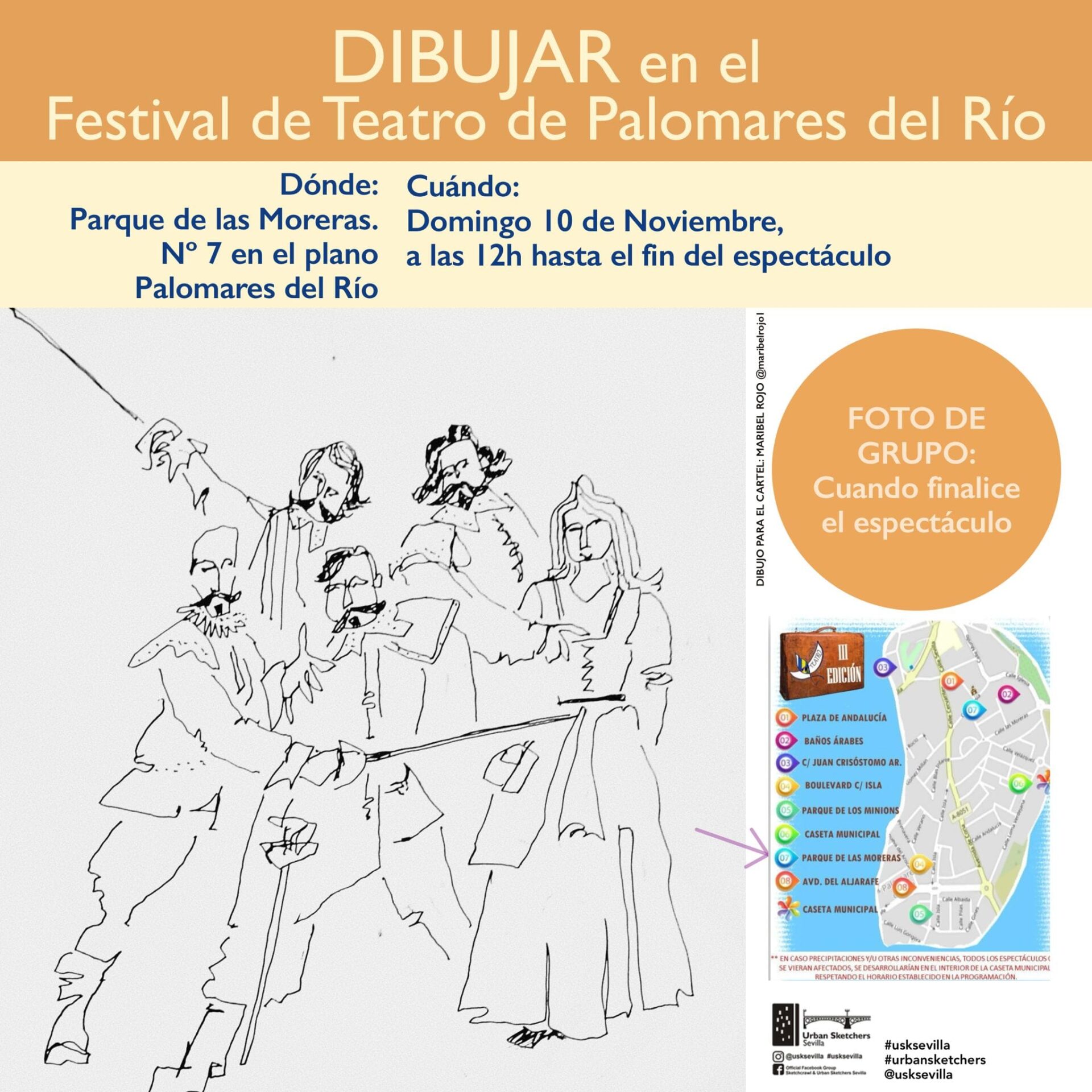 ¡Dibuja en el Festival de Teatro de Calle de Palomares del Río con USKSevilla!