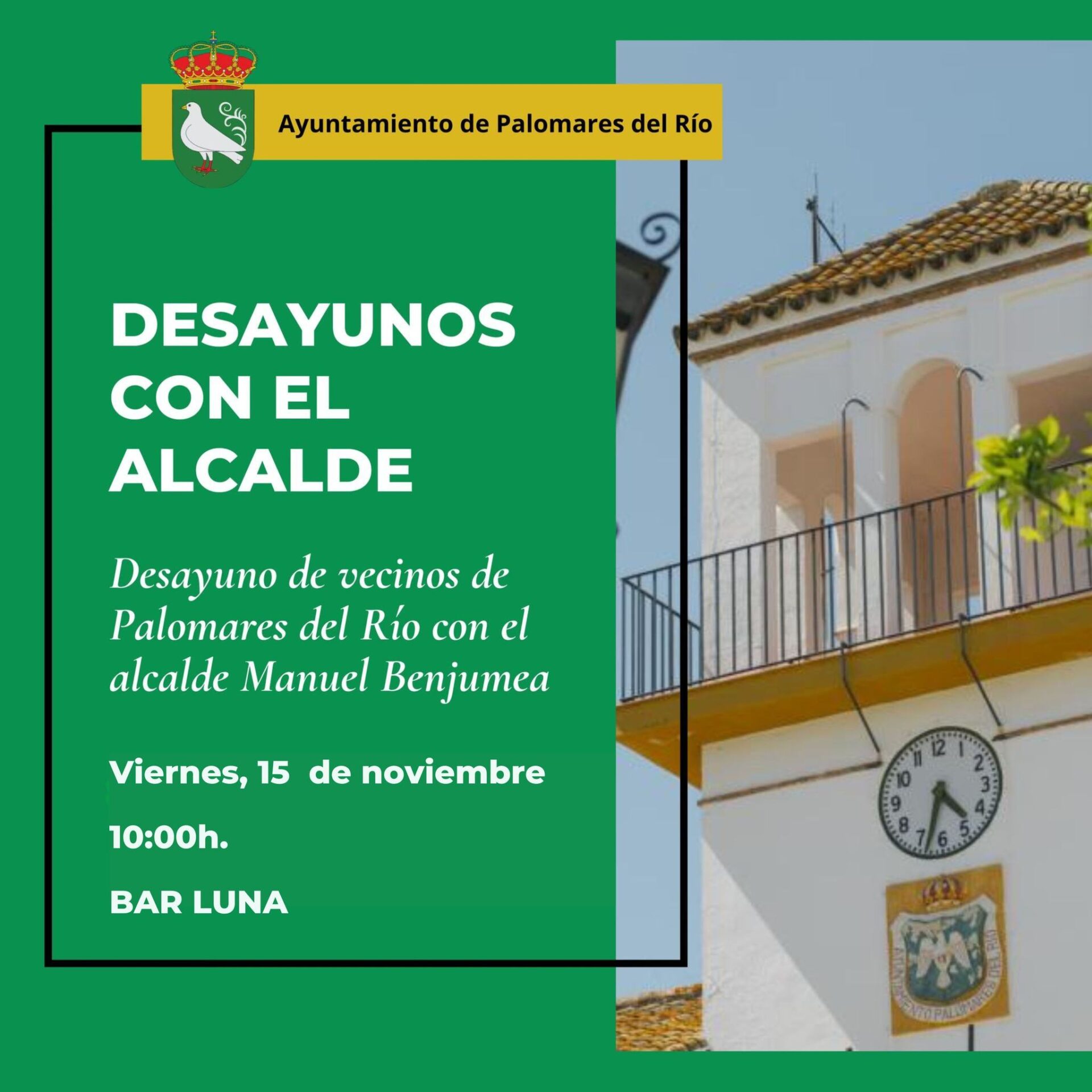 El alcalde de Palomares del Río retoma el segundo desayuno de trabajo con los vecinos
