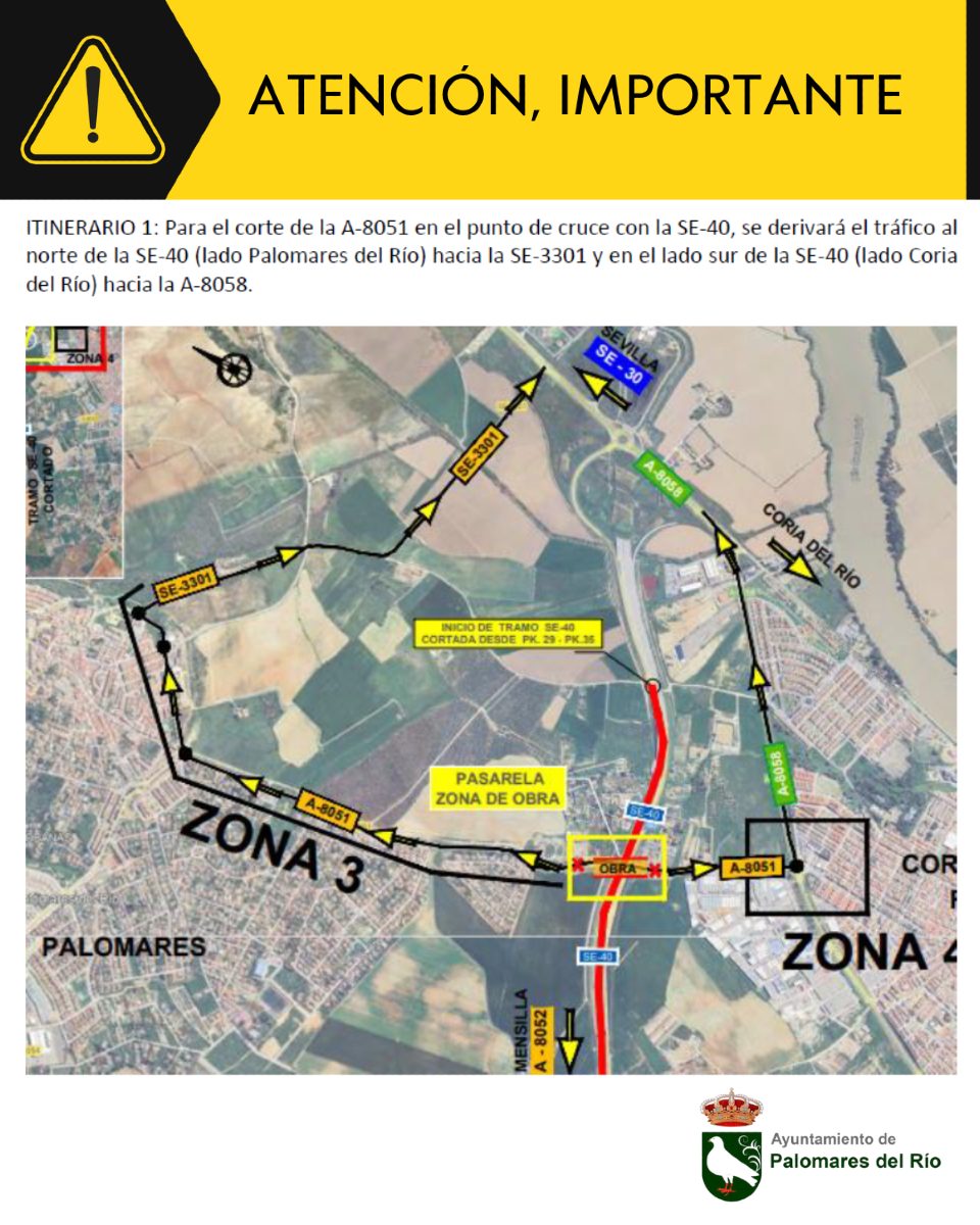 INFORMACIÓN IMPORTANTE | CORTES EN LA A-8051 Y SE-40