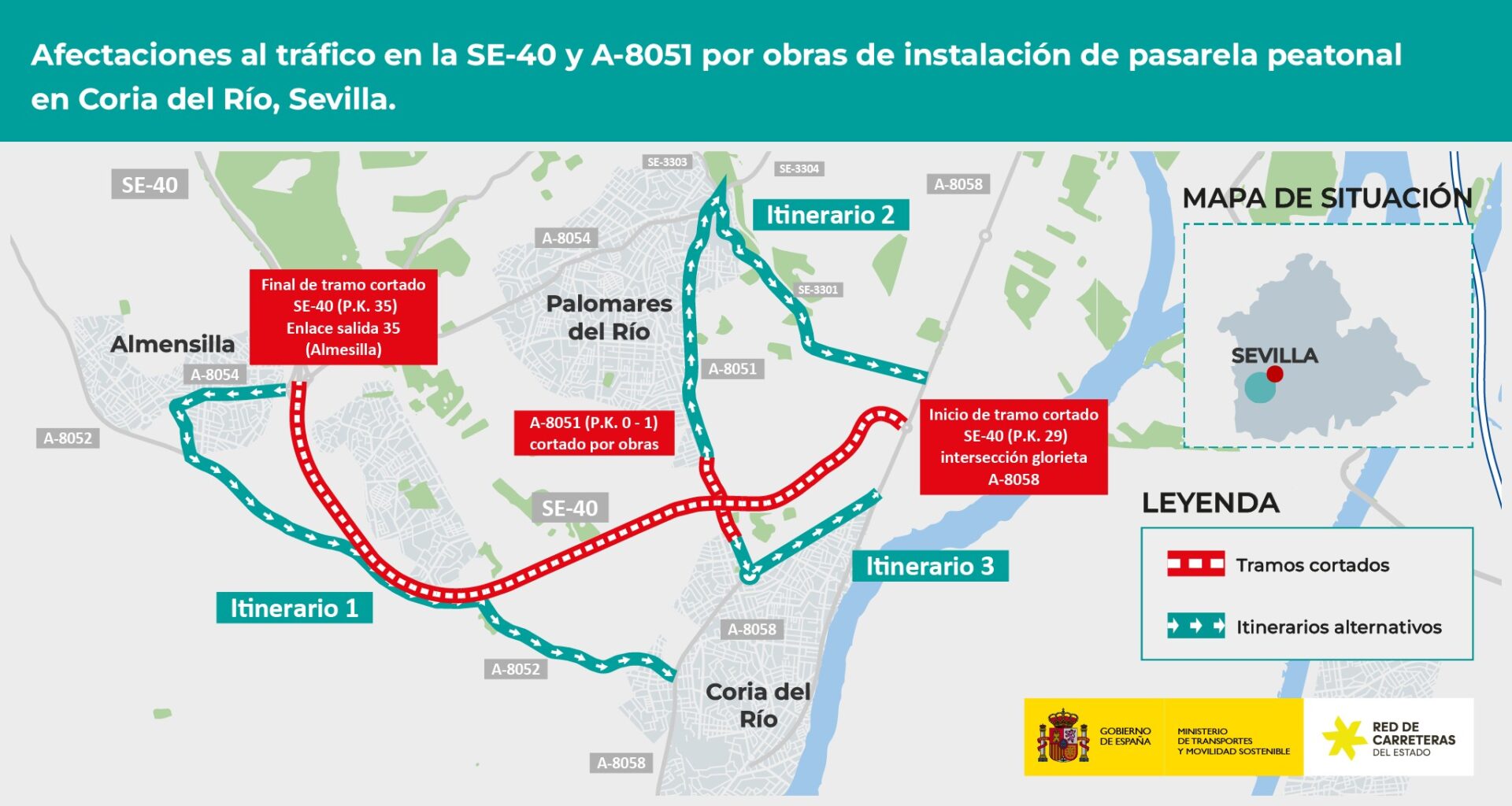 En esta noche del 29 al 30 de abril, se producirán las siguientes afectaciones al tráfico: