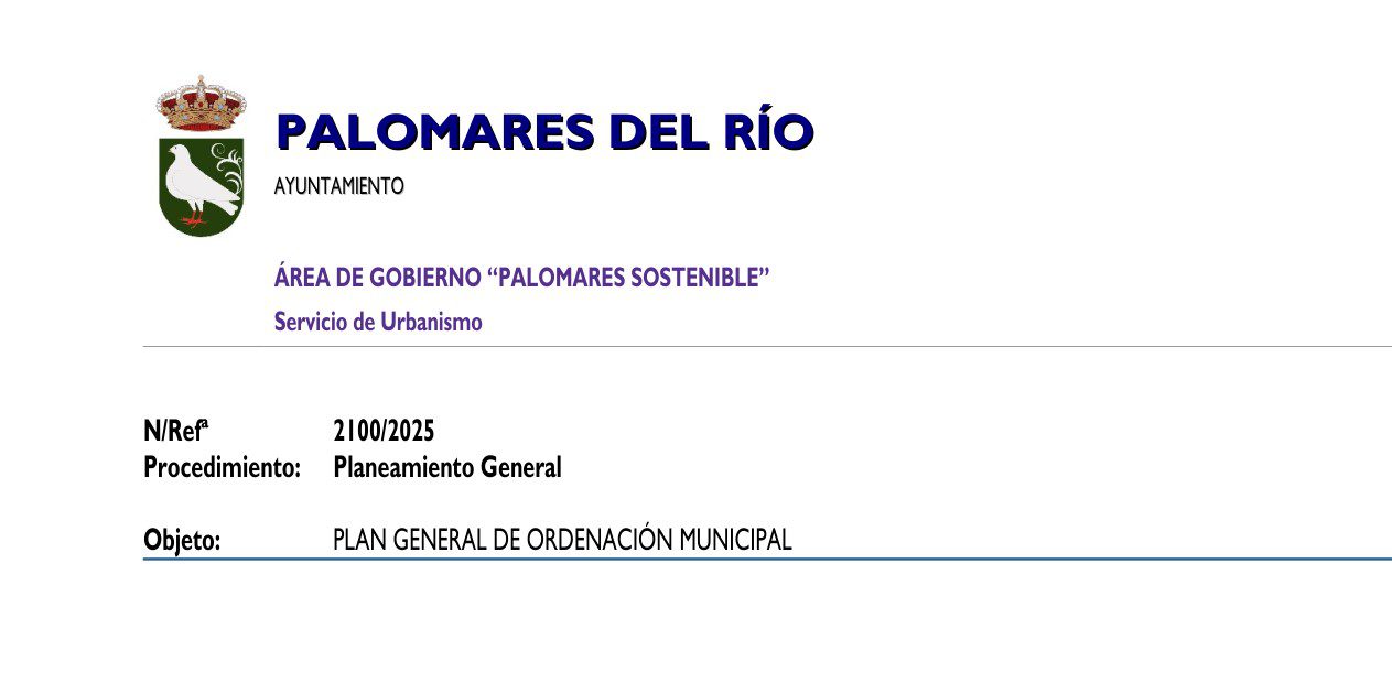 El Ayuntamiento de Palomares del Río inicia el proceso para la redacción del Plan General de Ordenación Municipal (PGOM)